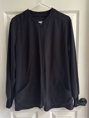 Black Lightweight Zip-Front scrub Jacket